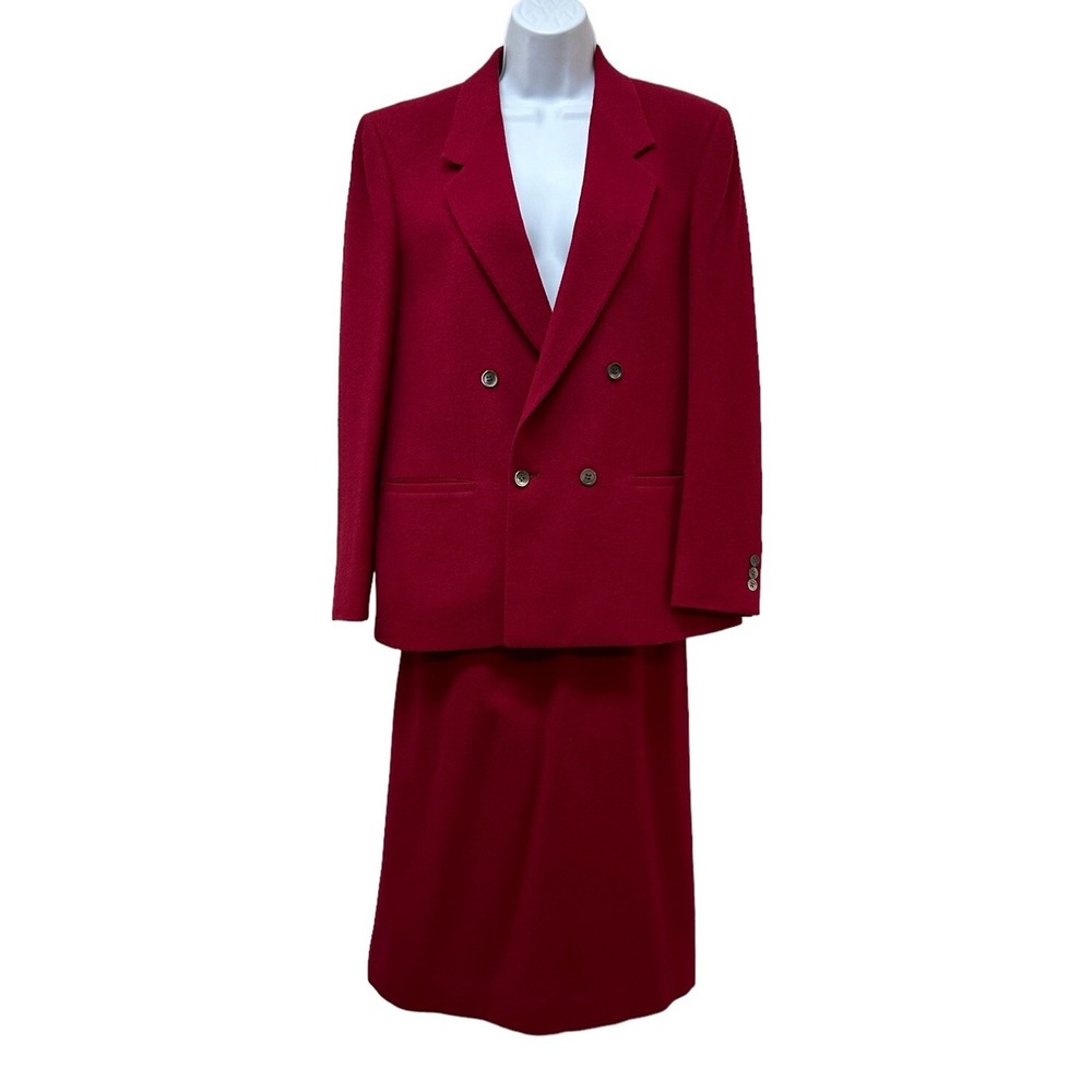 Vintage Red Camel Hair Skirt Suit Corporate Power Business Union Made in USA 12